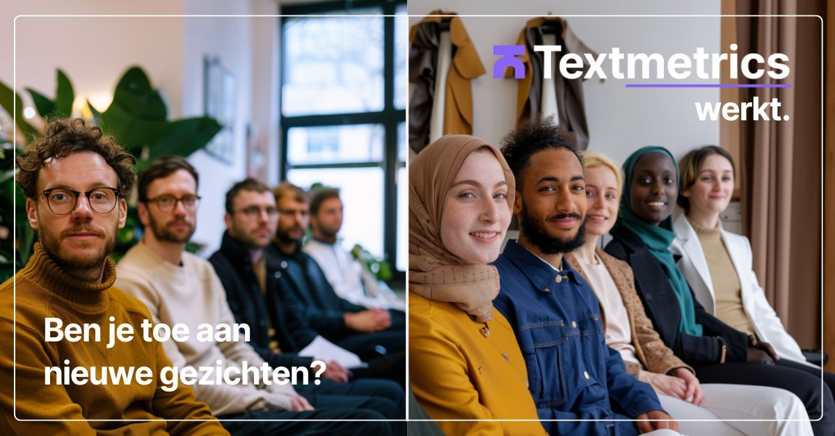 Textmetrics werknemers koffie tijd