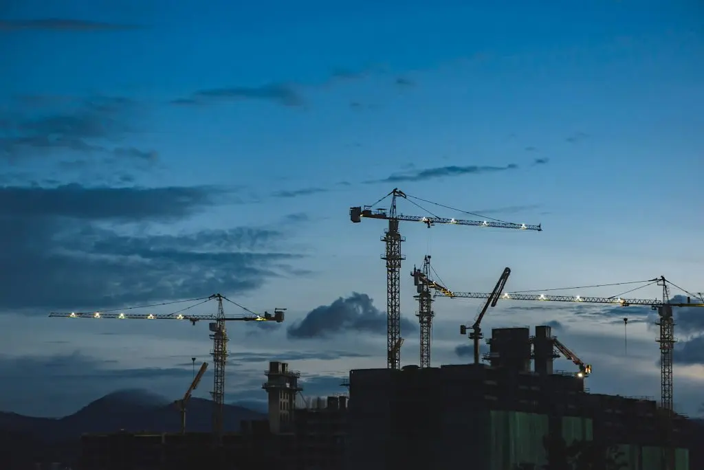 Cranes in a city