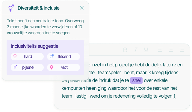 Textmetrics Editor Diversiteit en inclusie realtime feedback