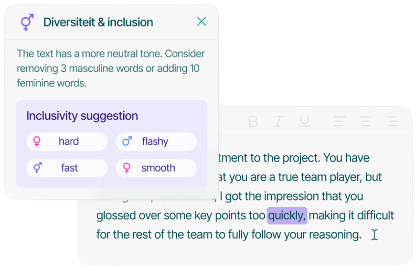 Textmetrics diversity and inclusion suggestion