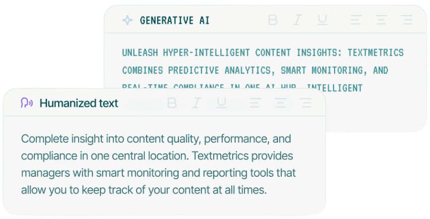 Textmetrics generative AI check, humanize text
