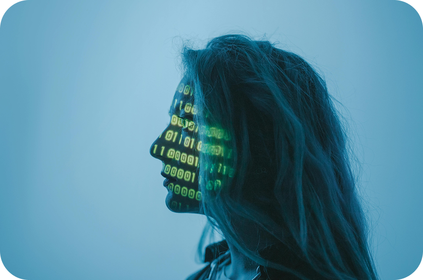 Woman overwhelmed by AI