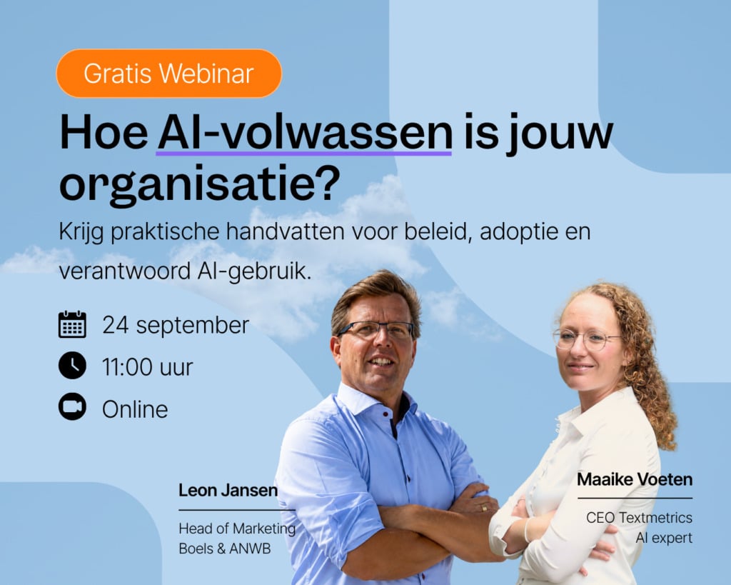Webinar 24 september: Hoe AI-volwassen is jouw organisatie?